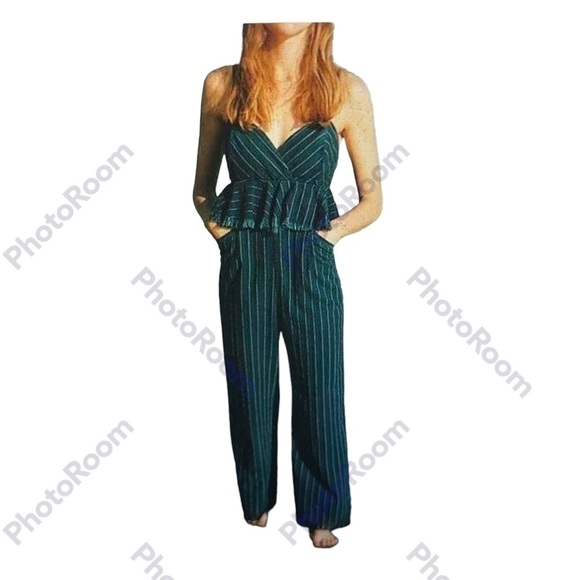 Ettiwa Anthropologie Denim Stripe Wide Leg Zip Back Jumpsuit XS - Picture 8 of 8